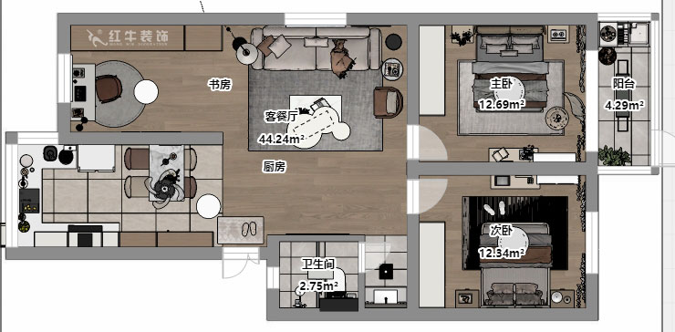 刘小勇｜复成里44-109-94㎡-现代简约风格｜3室2厅1卫｜老房装修｜定制家｜全包10